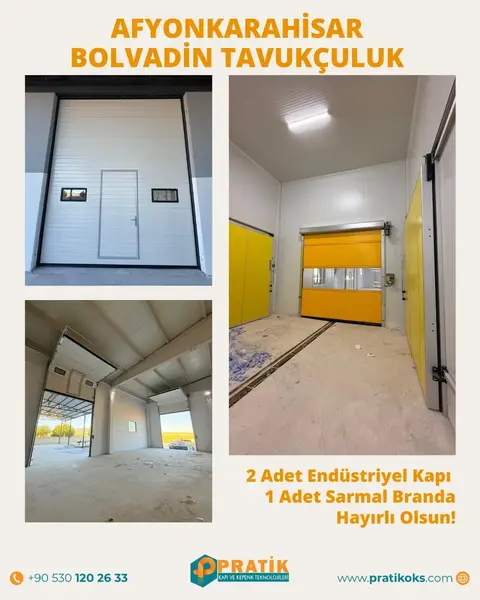 Afyonkarahisar Bolvadin Tavukçuluk: 2 endüstriyel kapı, sarmal branda